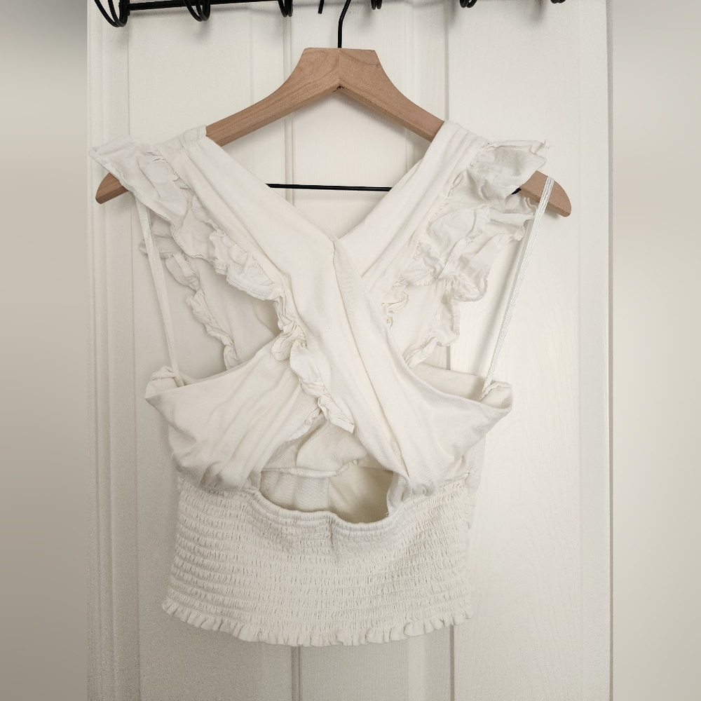 Anthropologie Pleated Ruffle Halter Top - Picture 6 of 8